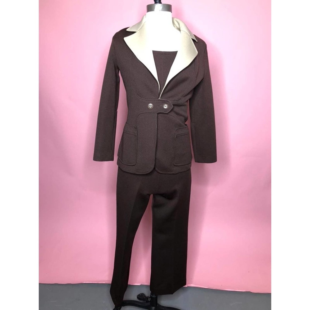 1970s polyester jumpsuit with matching blazer